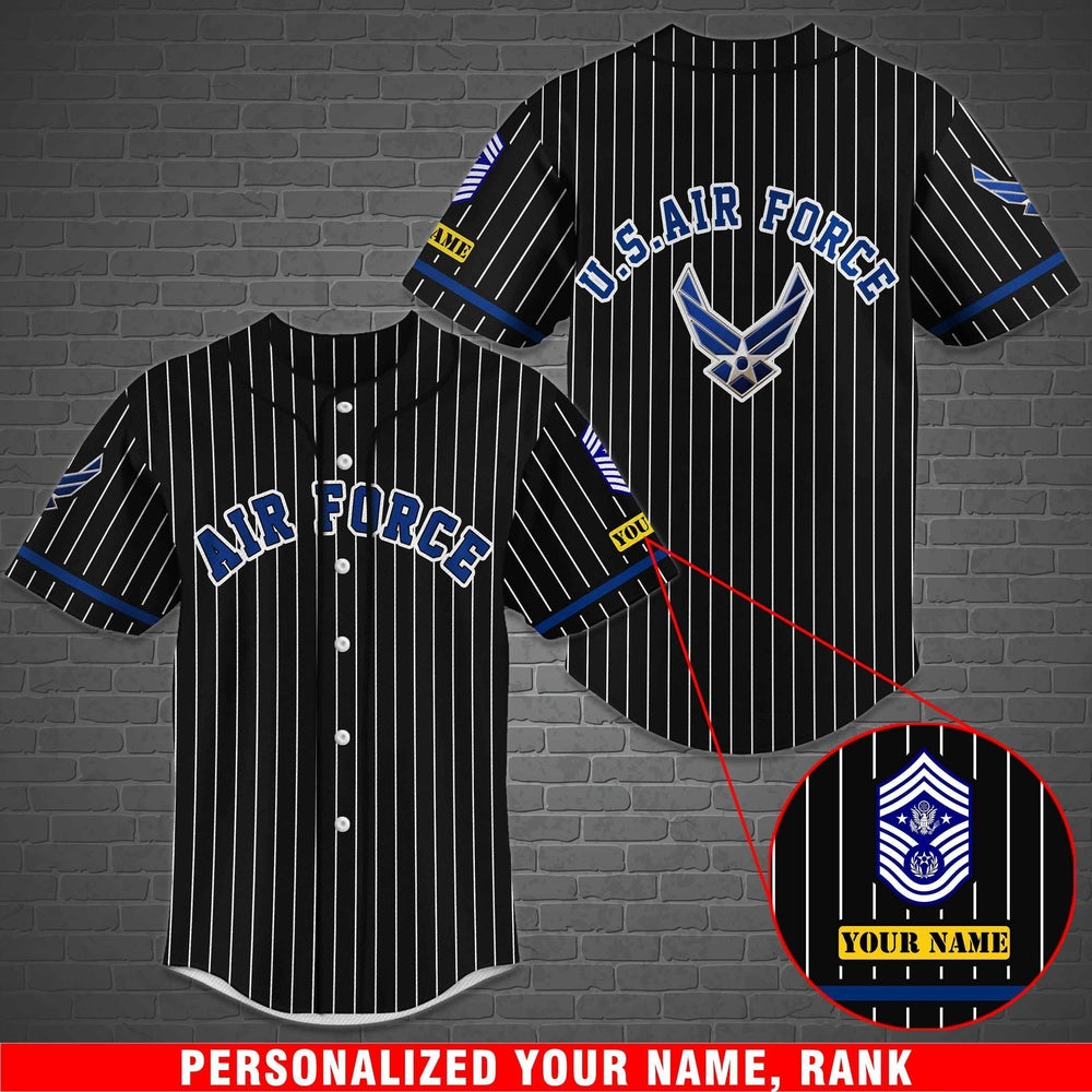 Veteran Baseball Jersey, US Air Force Baseball Shirt Custom Rank And Name Jersey Shirt