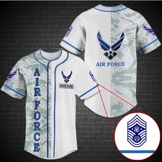 Veteran Baseball Jersey, US Air Force Military Baseball Shirt Custom Rank And Personalized Your Name Jersey Shirt