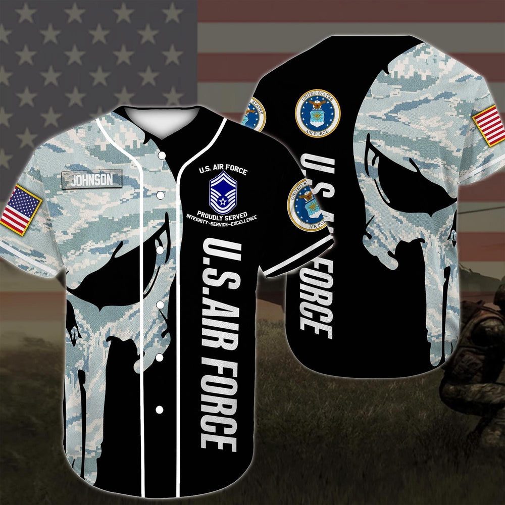 Veteran Baseball Jersey, US Air Force Us Military Uniform Baseball Shirt, Us Military Rank Custom Your Baseball Shirt