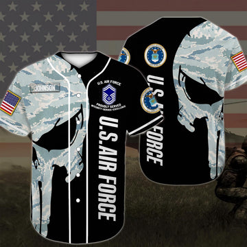 Veteran Baseball Jersey, US Air Force Us Military Uniform Baseball Shirt, Us Military Rank Custom Your Baseball Shirt