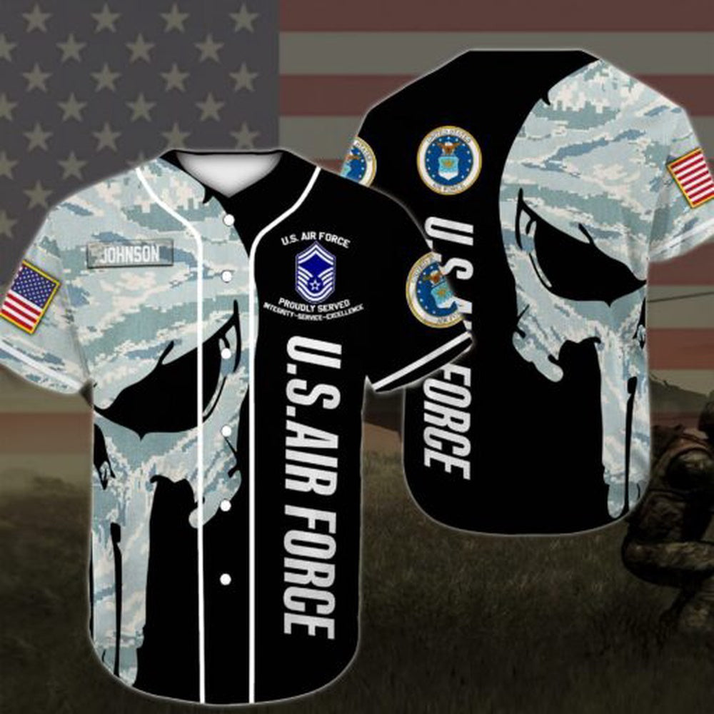 Veteran Baseball Jersey, US Air Force Us Military Uniform Baseball Shirt, Us Military Rank Custom Your Baseball Shirt
