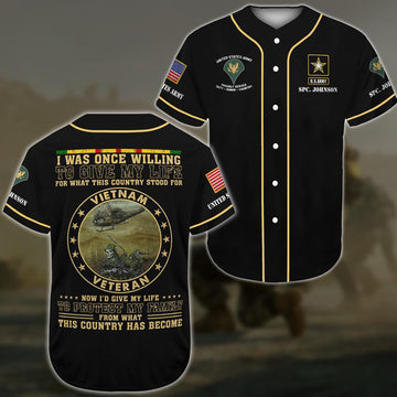 Veteran Baseball Jersey, US Army Baseball Shirt Custom Your Name And Rank, Gifts For US Army