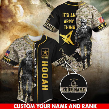 Veteran Baseball Jersey, US Army Military Baseball Shirt It's An Army Thing Custom Your Name And Rank Jersey Shirt