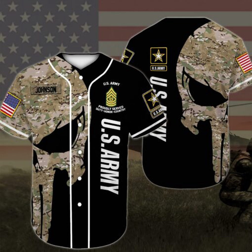 Veteran Baseball Jersey, US Army Us Military Uniform Baseball Shirt, Us Military Rank Custom Your Baseball Shirt