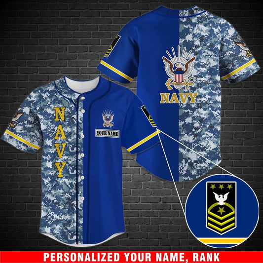 Veteran Baseball Jersey, US Navy Military Baseball Shirt Custom Rank And Personalized Your Name Jersey Shirt