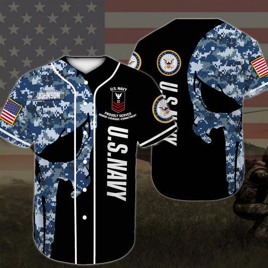 Veteran Baseball Jersey, US Navy Us Military Uniform Baseball Shirt, Us Military Rank Custom Your Baseball Shirt