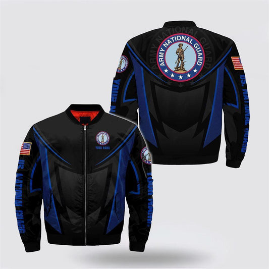 Veteran Bomber Jacket, Custom Name US Army National Guard Bomber Jacket
