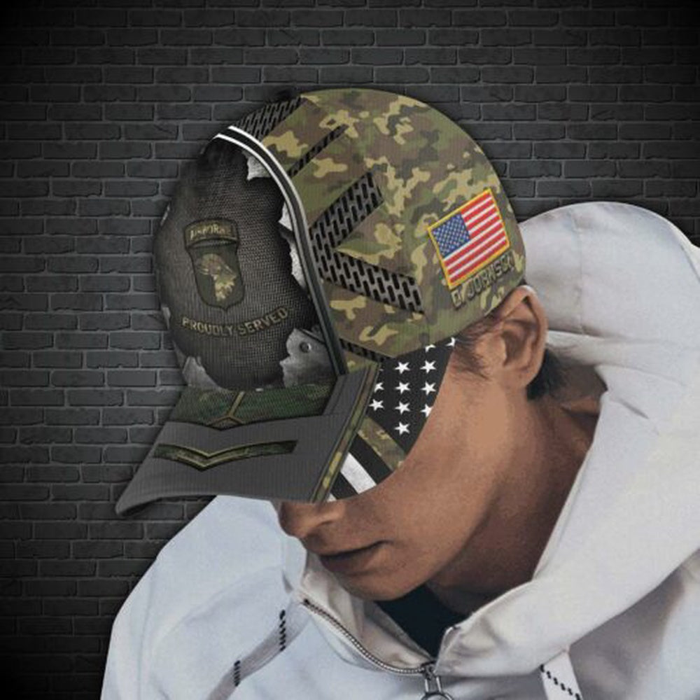 Veteran Cap, 101st Airborne Division Custom Cap, Military Camo Cap, Custom Gifts For Veteran