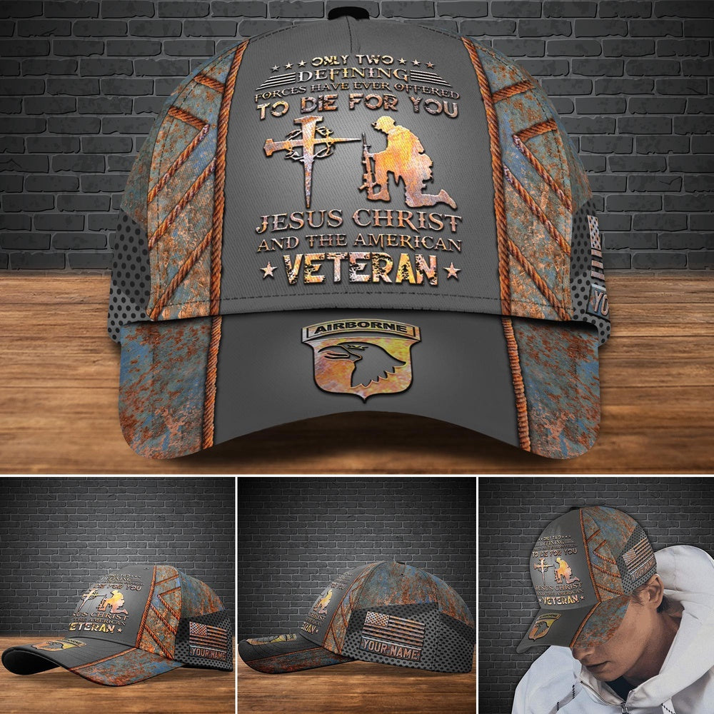 Veteran Cap, 101st Airborne Division Military Veteran Cap, Custom Cap Jesus Christ And The American