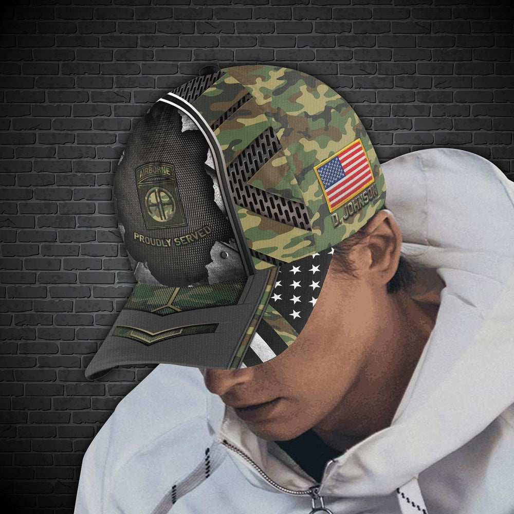 Veteran Cap, 82nd Airborne Custom Cap, Military Camo Cap, Custom Gifts For Veteran