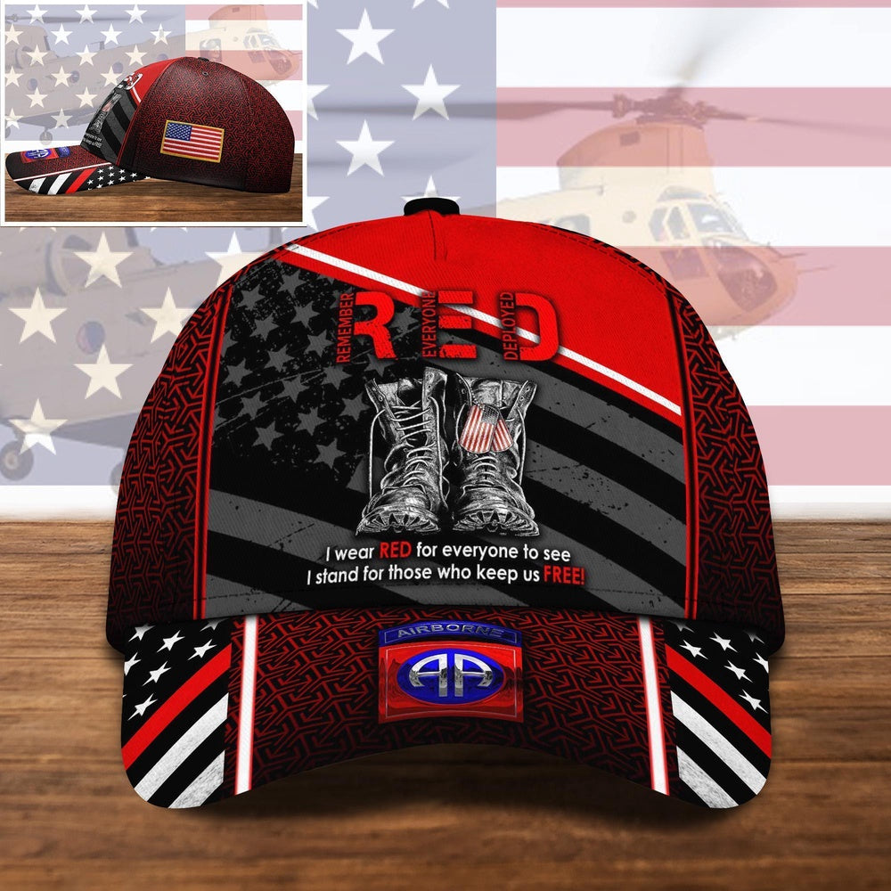Veteran Cap, 82nd Airborne I Wear Red For Everyone, US Military Gifts, US Veteran Gifts Cap