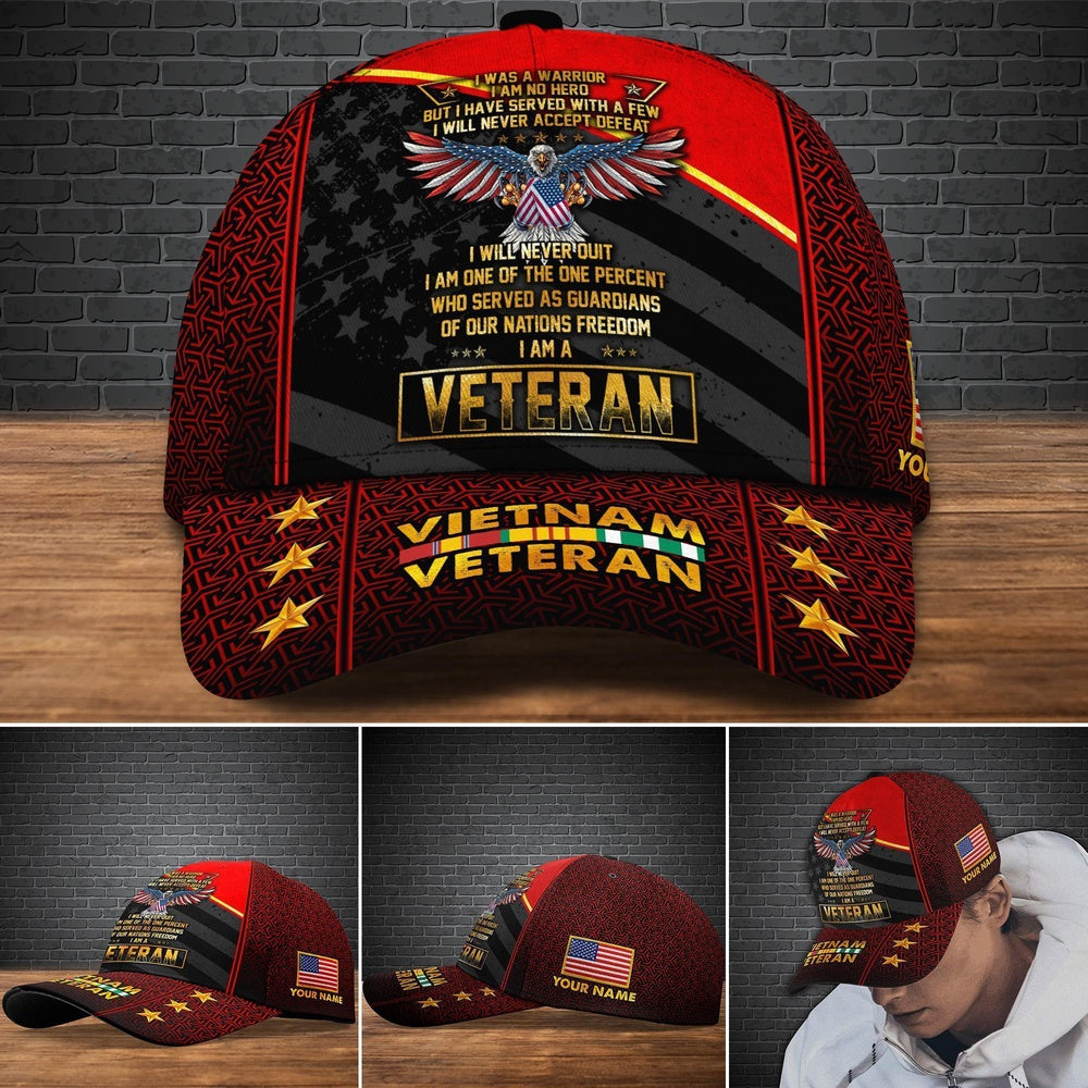 Veteran Cap, I Was A Warrior I Am No Hero Vietnam Veteran Cap Custom Cap