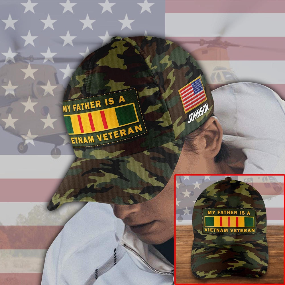 Veteran Cap, My Father Is A Vietnam Veteran,Vietnam Veteran Hat,Vietnam Vet Hat, Vietnam Veteran Cap Custom Name