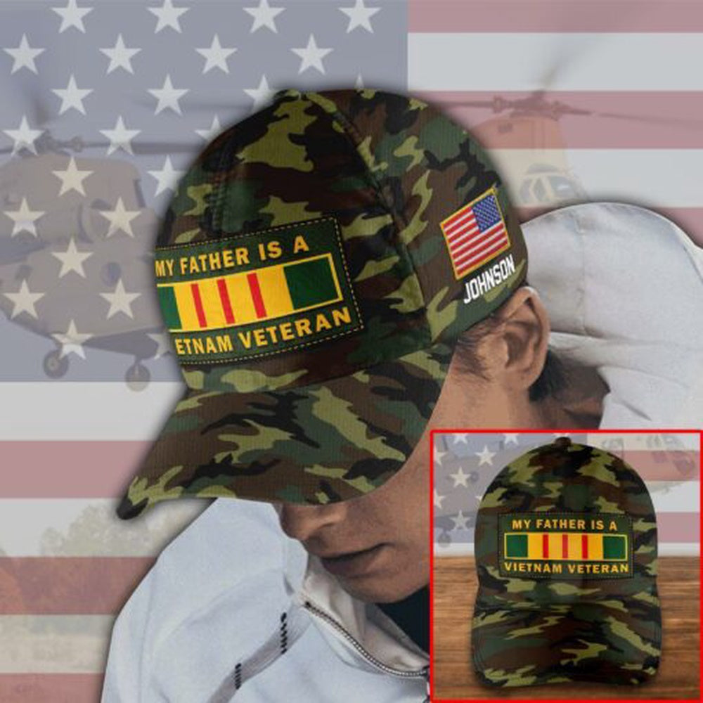 Veteran Cap, My Father Is A Vietnam Veteran,Vietnam Veteran Hat,Vietnam Vet Hat, Vietnam Veteran Cap Custom Name