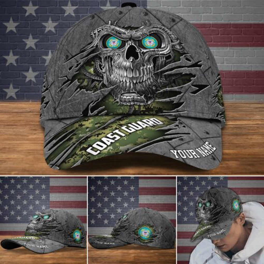 Veteran Cap, US Coast Guard Military Veteran Hat Cap, Custom Skull Cap, Gifts For Veteran