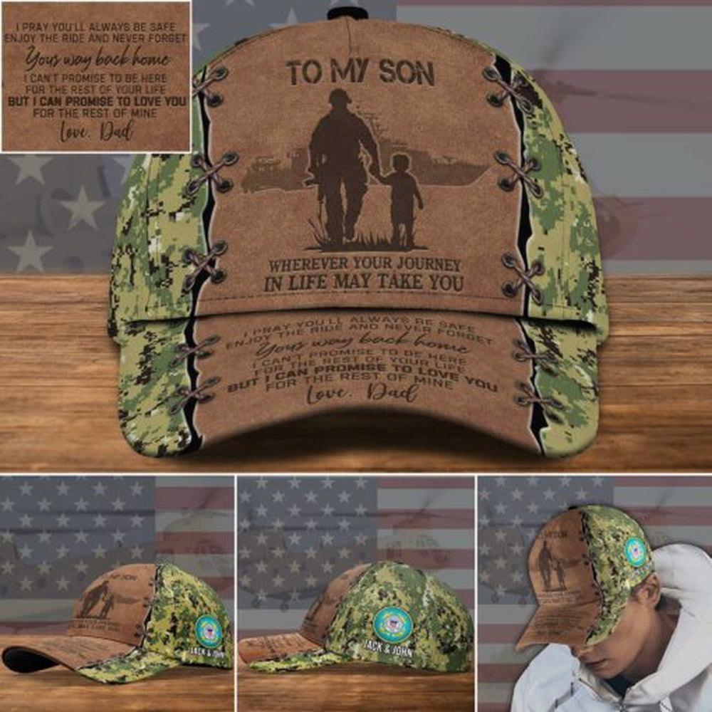 Veteran Cap, US Coast Guard Military Veteran Hat Cap, To My Son Gifts Custom Cap