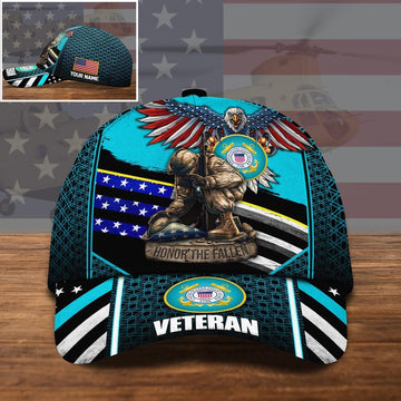 Veteran Cap, US Coast Guard Us Military Veteran Honor The Fallen Cap Custom Name