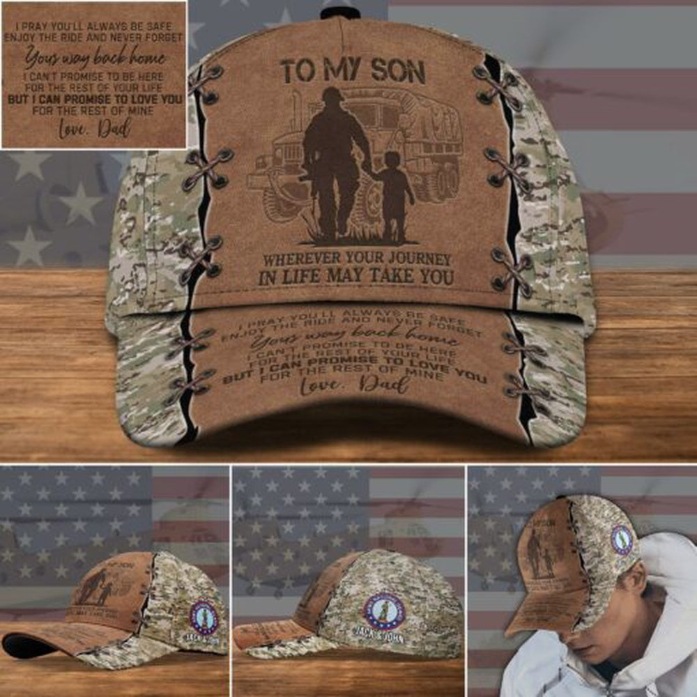 Veteran Cap, US National Guard Military Veteran Hat Cap, To My Son Gifts Custom Cap