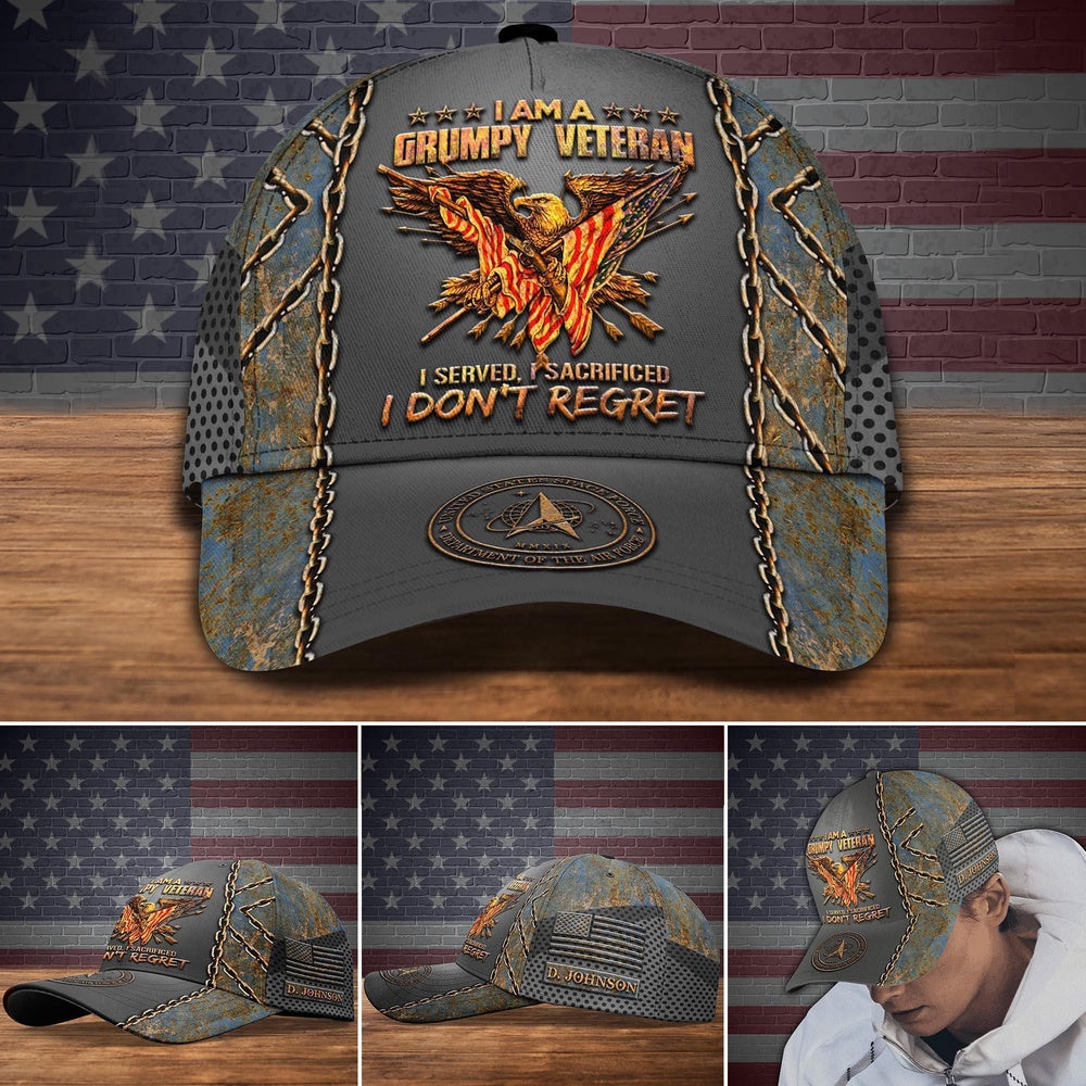 Veteran Cap, US Space Force I Am A Grumpy Veteran Cap Custom Cap