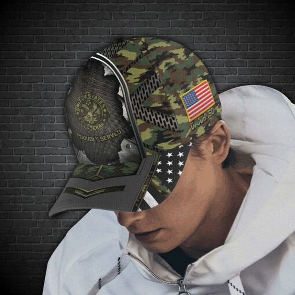 Veteran Cap, US Veteran Custom Cap, Military Camo Cap, Custom Gifts For Veteran