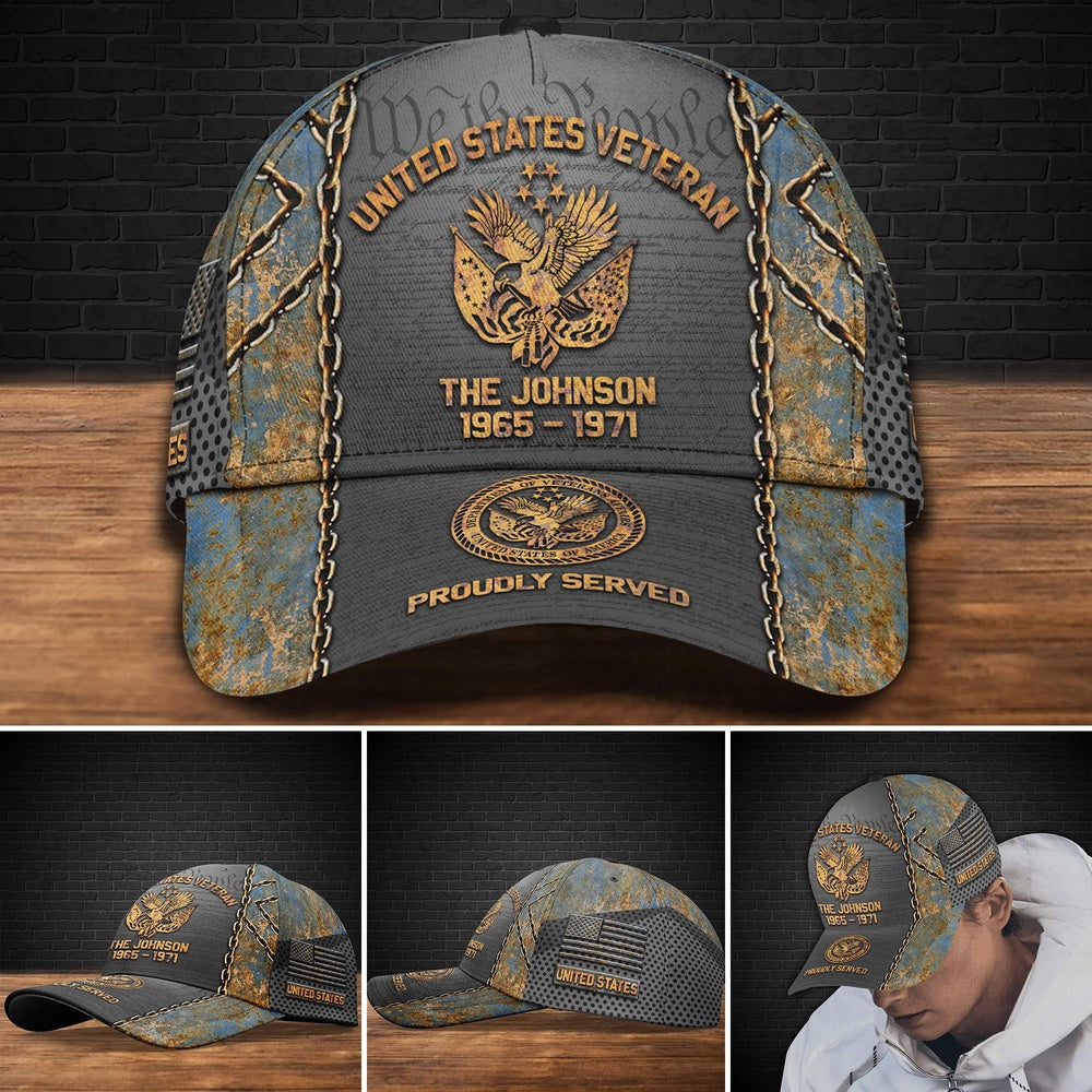 Veteran Cap, US Veteran Military Cap Custom Your Name, Year And Text, We The People, Military Cap, US Military Gifts