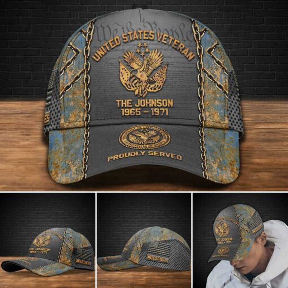 Veteran Cap, US Veteran Military Cap Custom Your Name, Year And Text, We The People, Military Cap, US Military Gifts