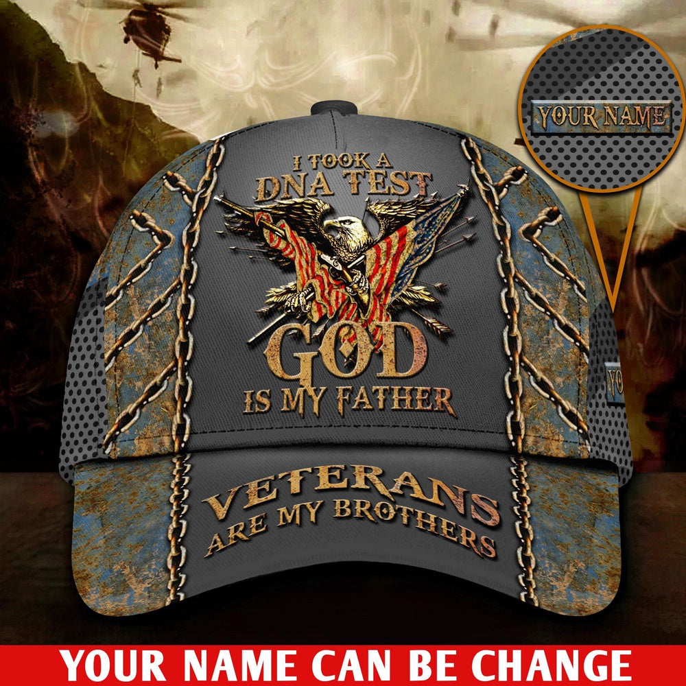 Veteran Cap, US Veteran Personalized US Veteran Cap, I Took A DNA Test God Is My Father Veterans Are My Brothers, Military Eagle Cap