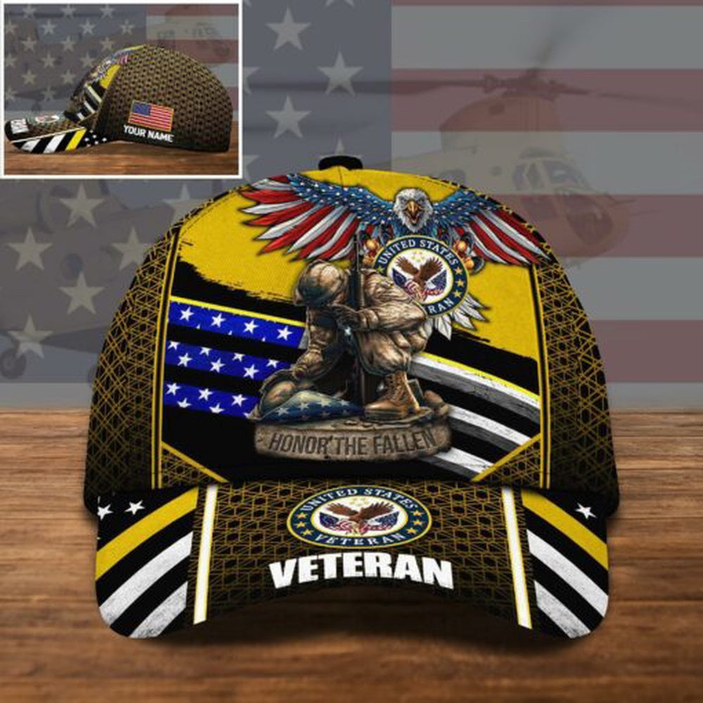 Veteran Cap, US Veteran Us Military Veteran Honor The Fallen Cap Custom Name