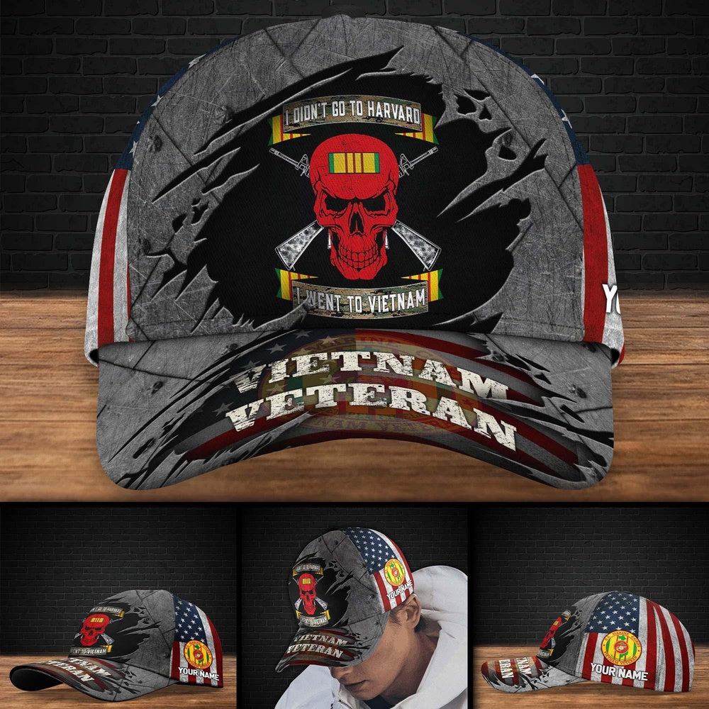 Veteran Cap, Us Marine Corps I Didn't Go To Harvard I Went To Vietnam Vietnam Veteran Hat Cap, Custom Cap