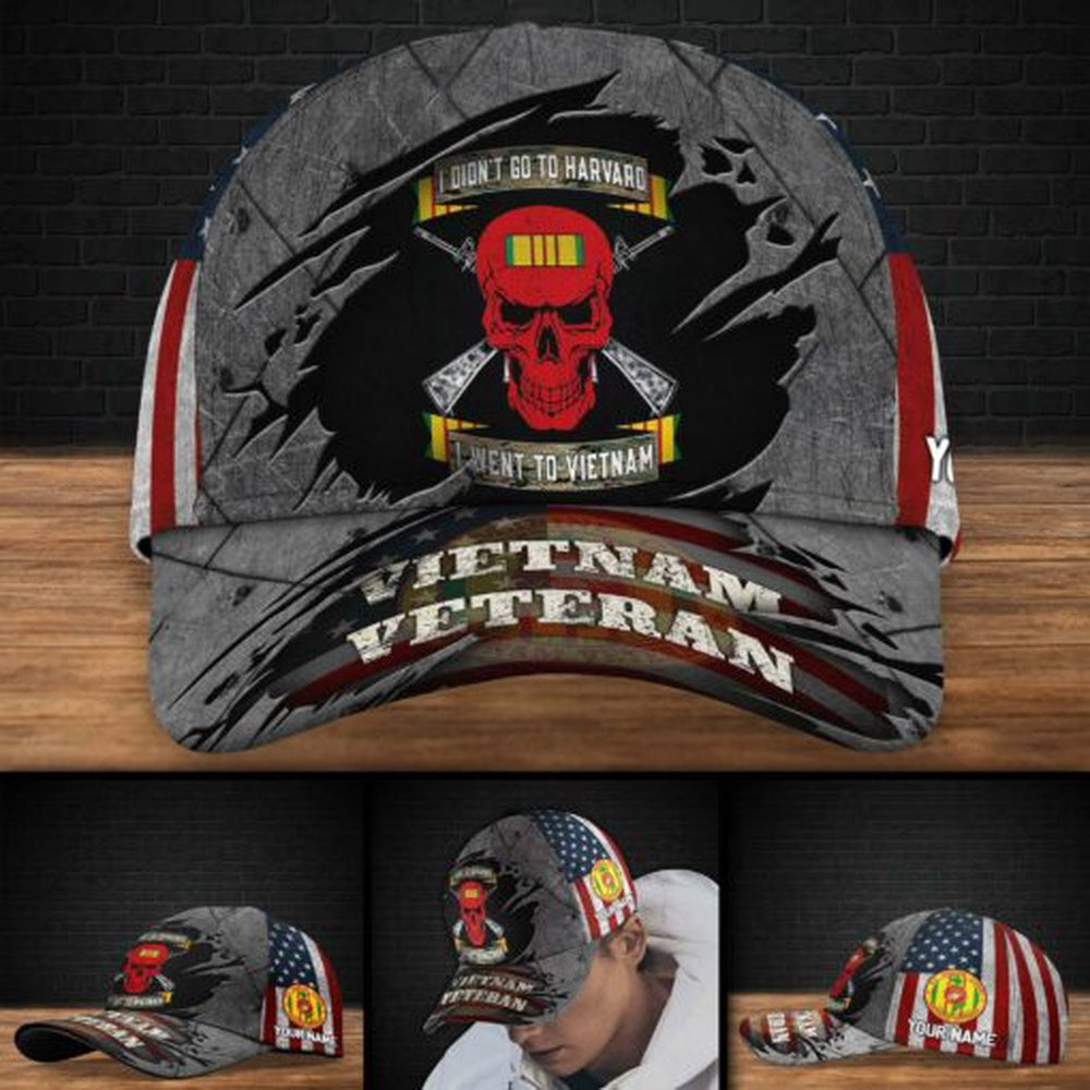 Veteran Cap, Us Marine Corps I Didn't Go To Harvard I Went To Vietnam Vietnam Veteran Hat Cap, Custom Cap