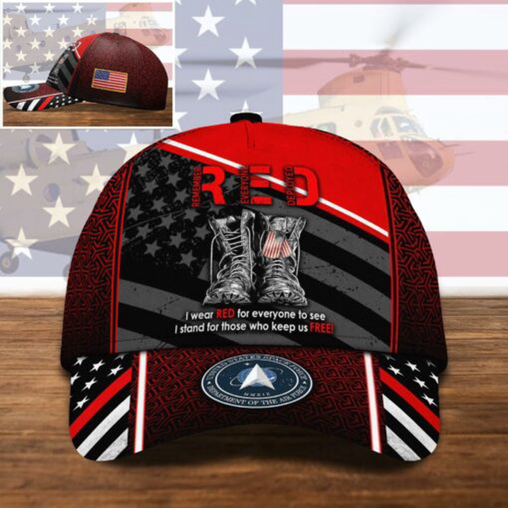 Veteran Cap, Us Space Force I Wear Red For Everyone, US Military Gifts, US Veteran Gifts Cap