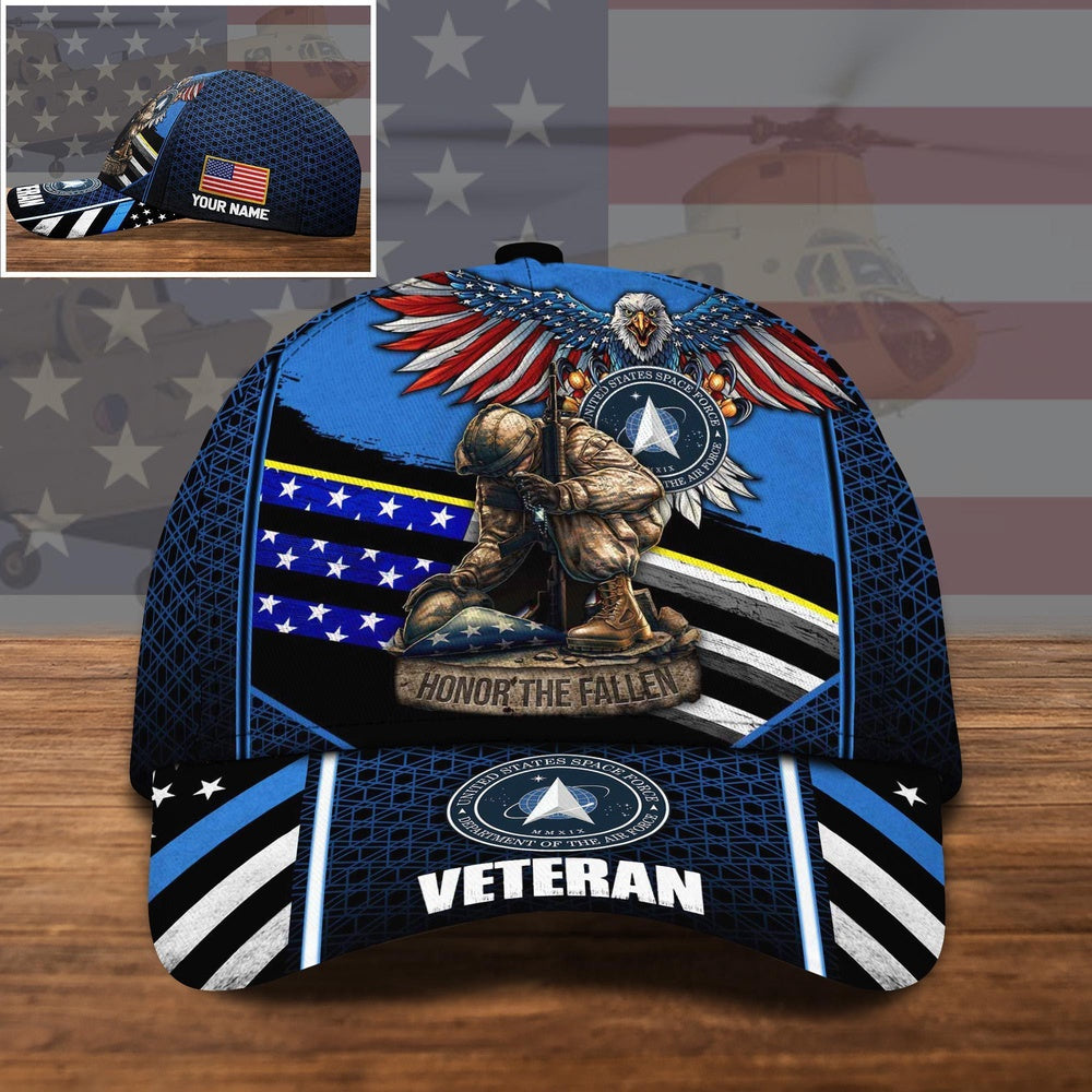 Veteran Cap, Us Space Force Us Military Veteran Honor The Fallen Cap Custom Name