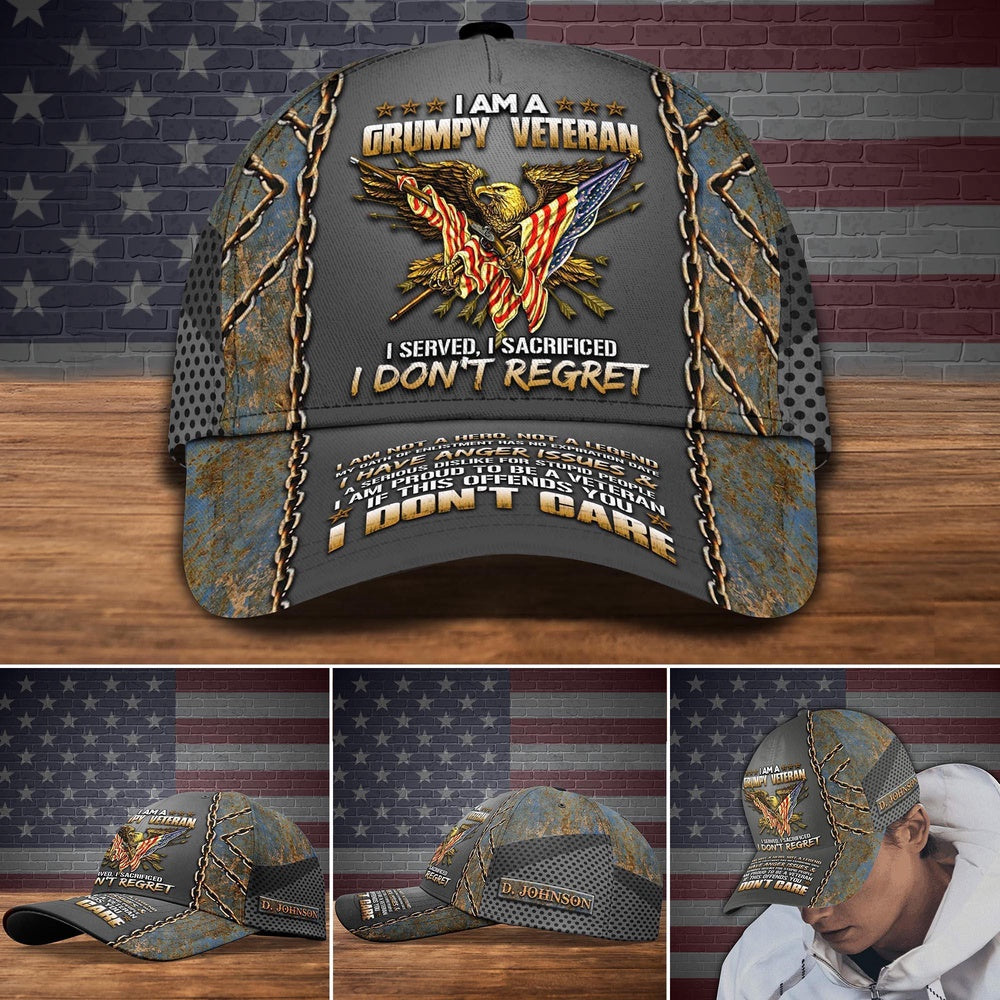 Veteran Cap, Veteran I Am A Grumpy Veteran Cap, Custom Veteran Cap