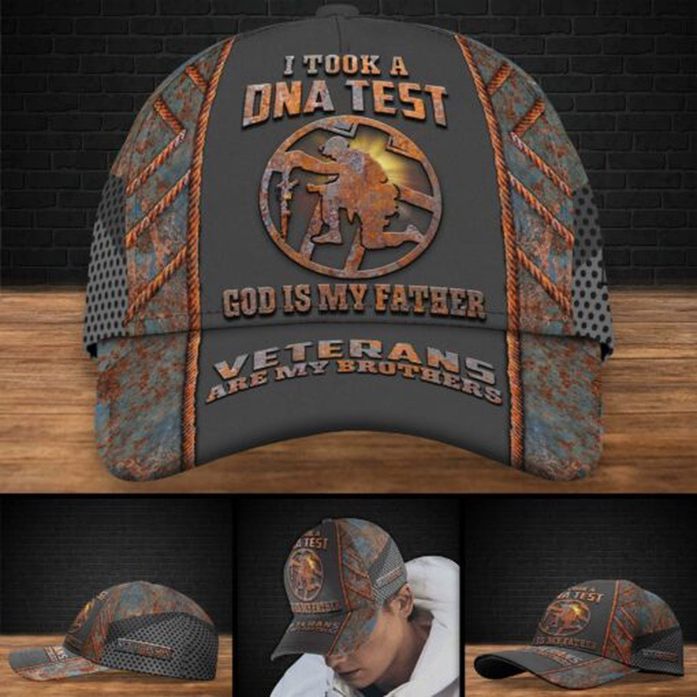 Veteran Cap, Veteran Personalized US Veteran Cap, I Took A DNA Test God Is My Father Veterans Are My Brothers, Military Eagle Cap