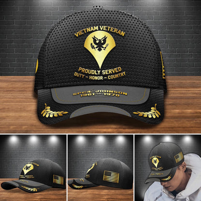 Veteran Cap, Vietnam Veteran Cap Custom Name, Military Cap, US Military Gifts