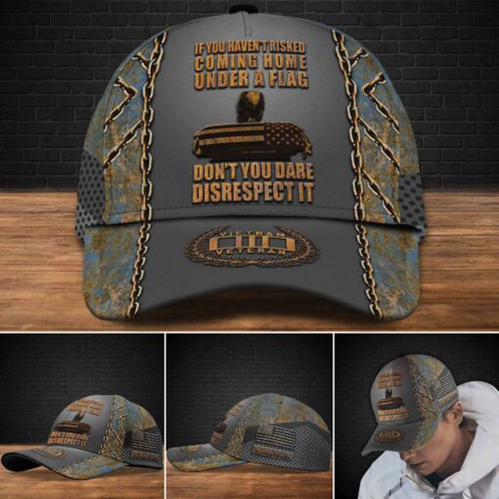 Veteran Cap, Vietnam Veteran Coming Home Under A Flag Custom Cap