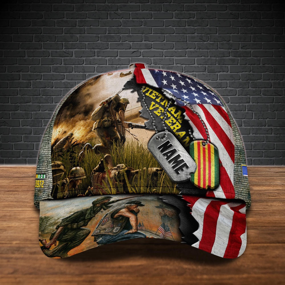 Veteran Cap, Vietnam Veteran Customized Vietnam Veteran Cap, Dog Tags, Gift For Vietnam Veteran, Custom Classic Cap