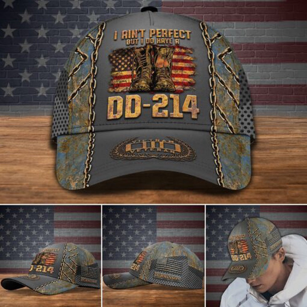 Veteran Cap, Vietnam Veteran I Ain't Perfect DD-214 Custom Cap