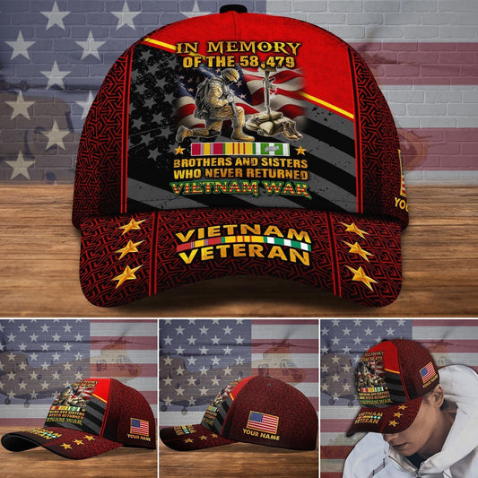 Veteran Cap, Vietnam Veteran In Memory Of The 58479 Vietnam Veteran Military Vet Baseball Cap, Custom Cap Hat