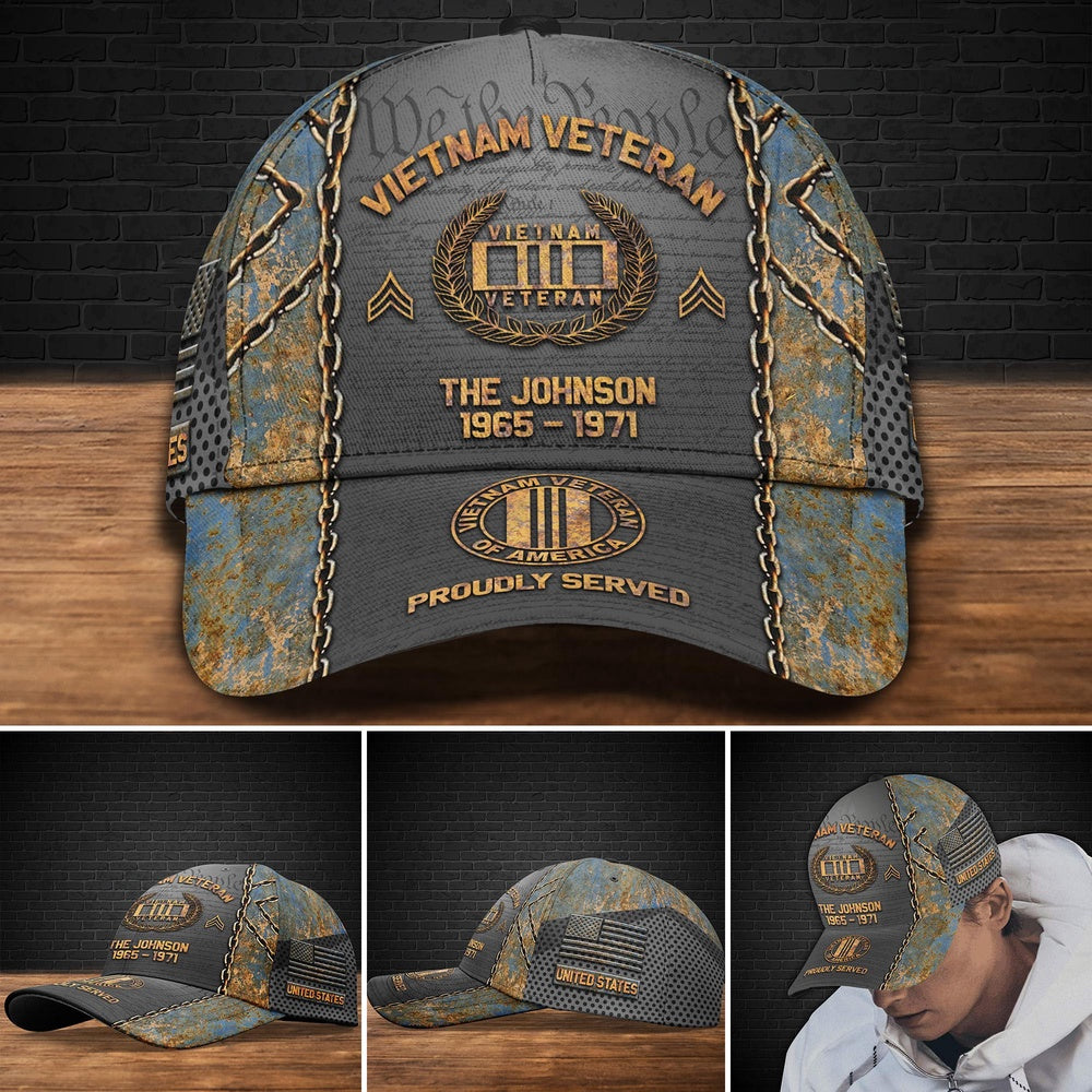 Veteran Cap, Vietnam Veteran Military Cap Custom Your Name, Year, We The People, Military Cap, US Military Gifts