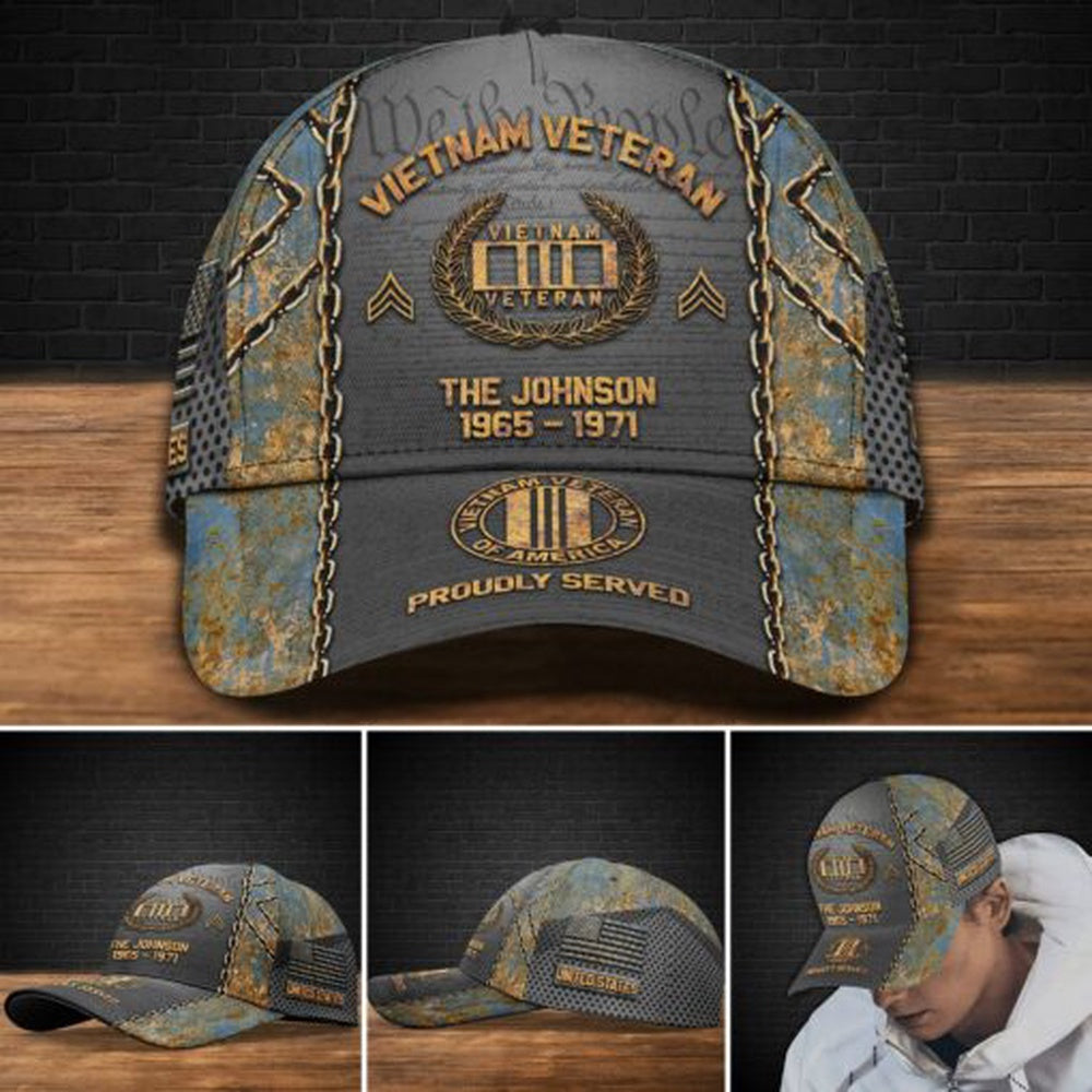 Veteran Cap, Vietnam Veteran Military Cap Custom Your Name, Year, We The People, Military Cap, US Military Gifts