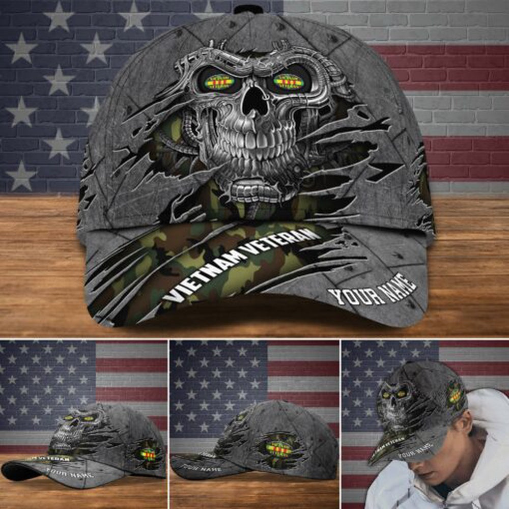 Veteran Cap, Vietnam Veteran Military Veteran Hat Cap, Custom Skull Cap, Gifts For Veteran