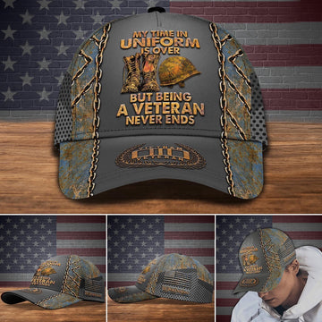 Veteran Cap, Vietnam Veteran My Time In Uniform Is Over Custom Cap