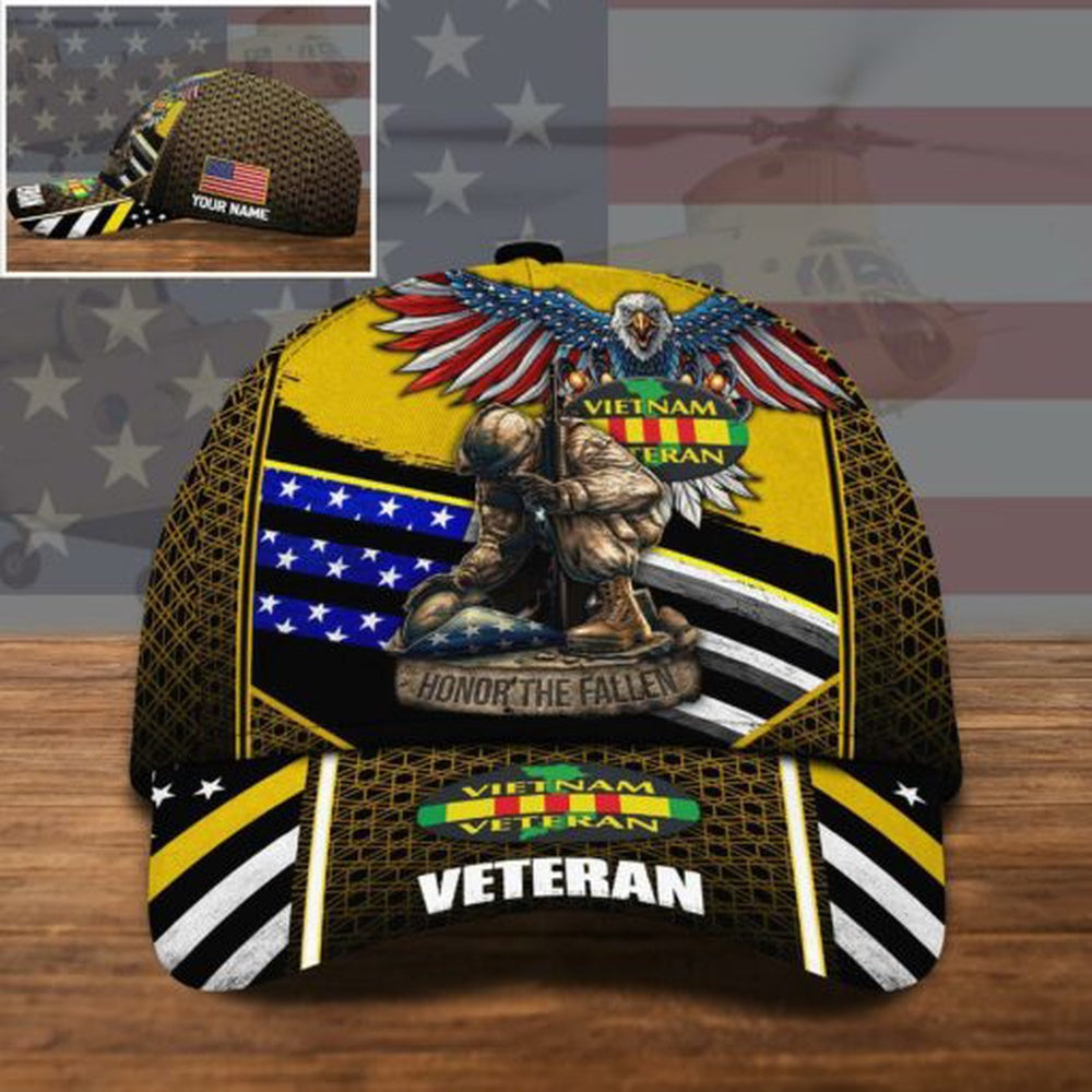 Veteran Cap, Vietnam Veteran Us Military Veteran Honor The Fallen Cap Custom Name