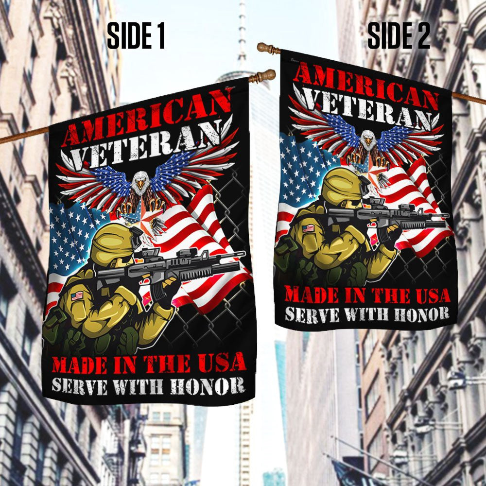 Veteran Flag, American Veteran Memorial Made In The USA Serve With Honor Flag