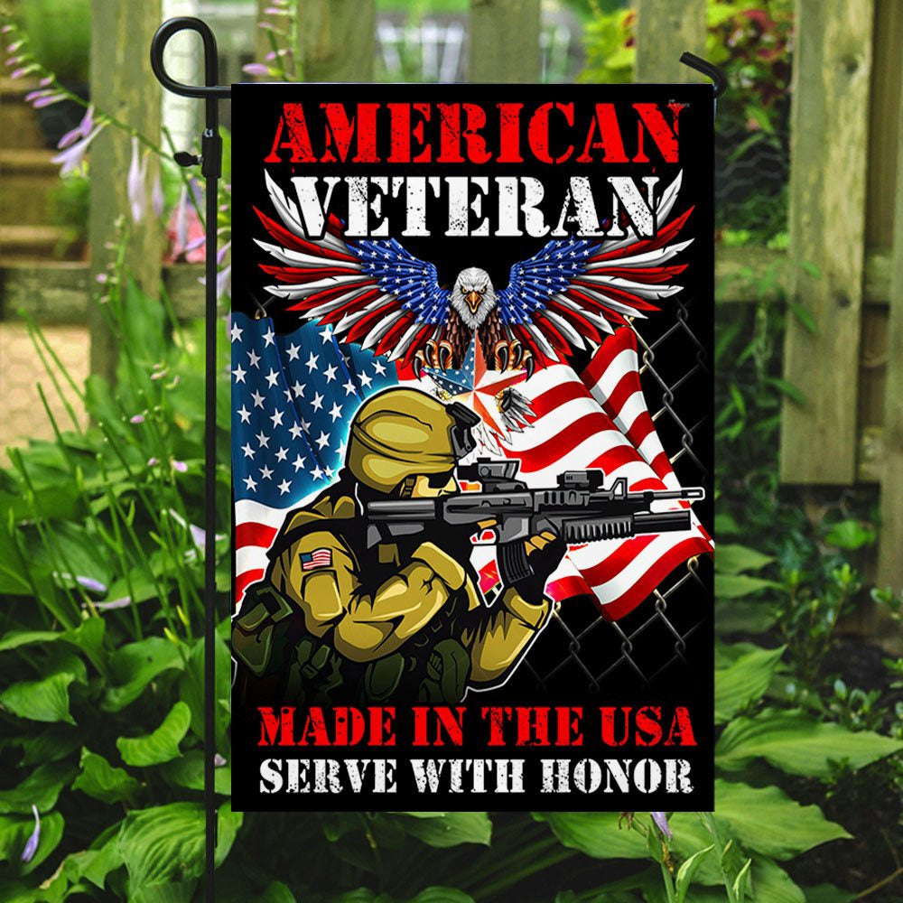 Veteran Flag, American Veteran Memorial Made In The USA Serve With Honor Flag