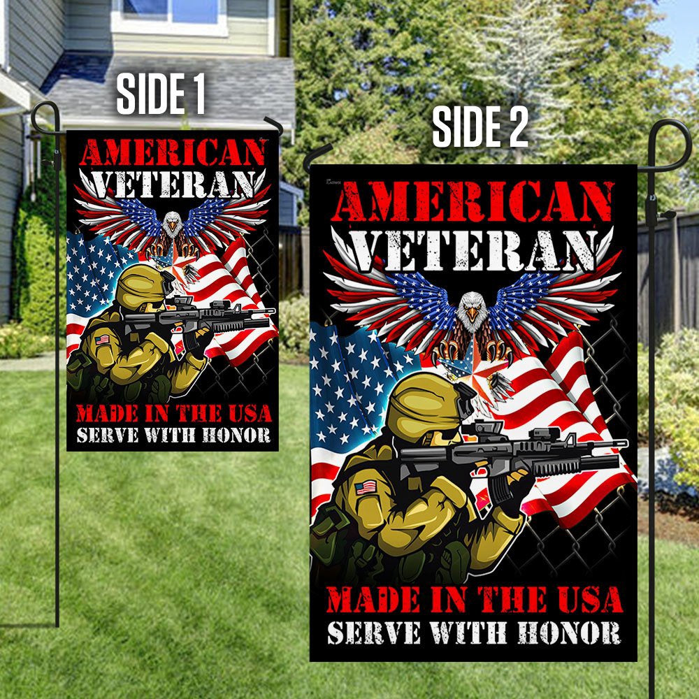Veteran Flag, American Veteran Memorial Made In The USA Serve With Honor Flag