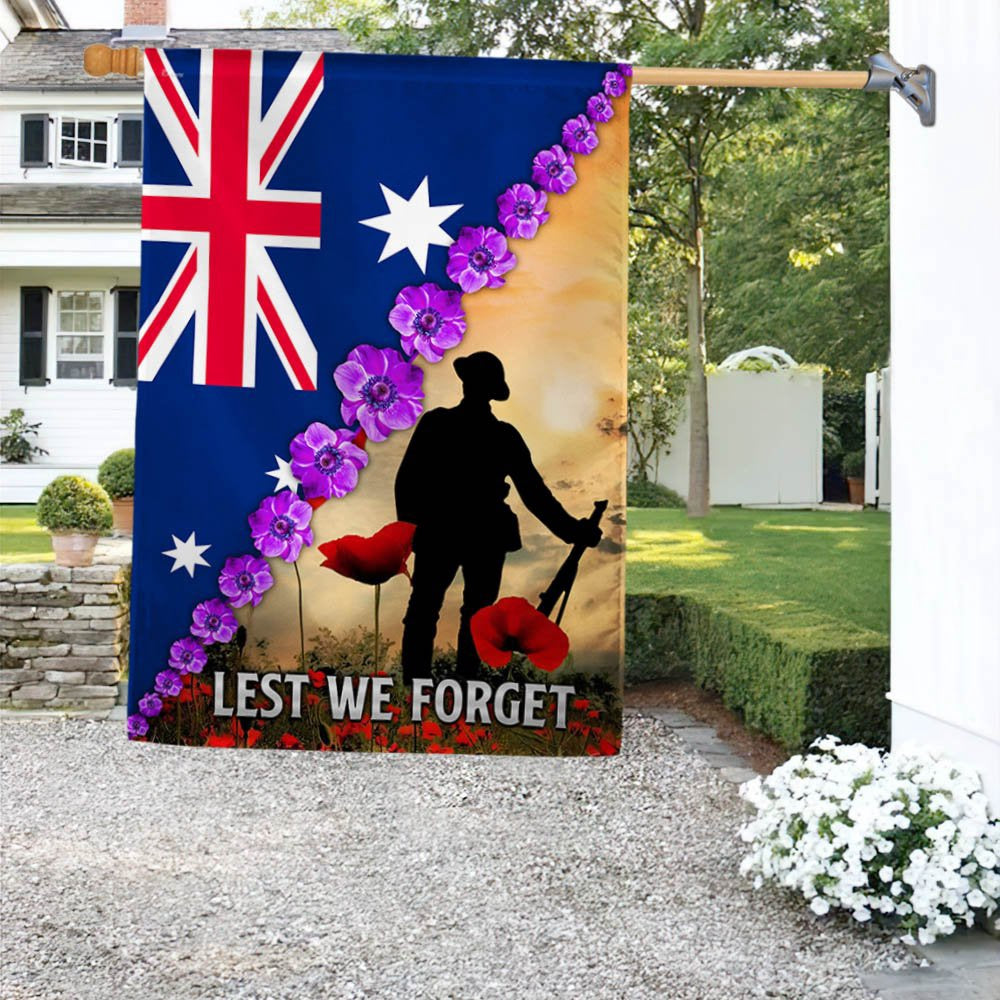 Veteran Flag, Anzac Day Lest We Forget Purple Poppy Australia Veteran Flag