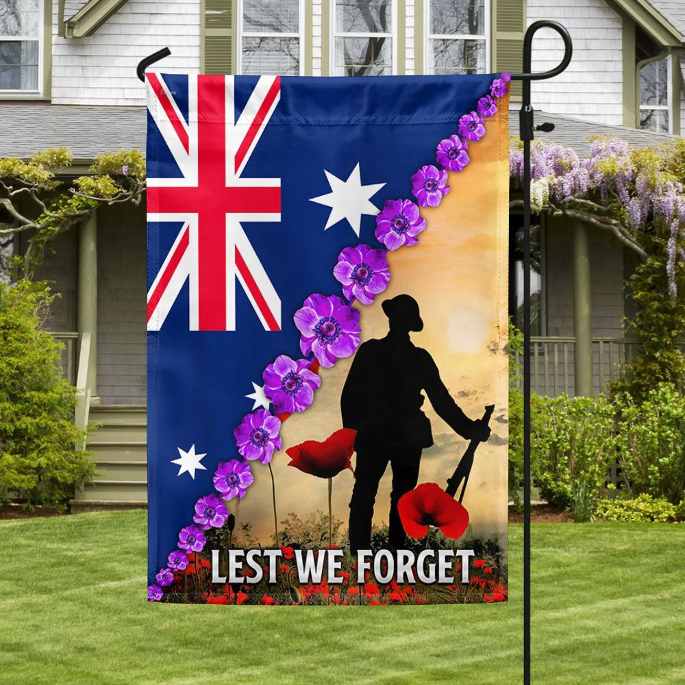 Veteran Flag, Anzac Day Lest We Forget Purple Poppy Australia Veteran Flag
