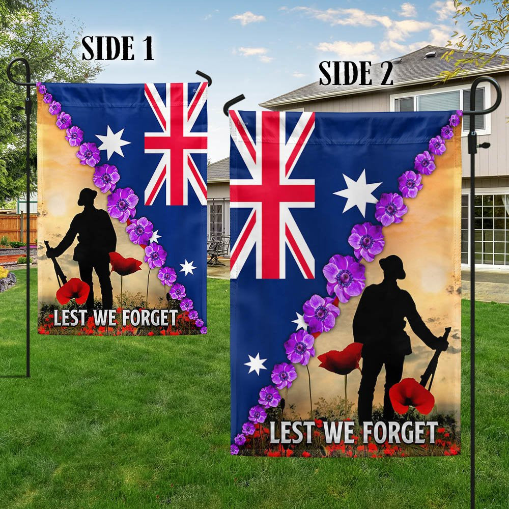 Veteran Flag, Anzac Day Lest We Forget Purple Poppy Australia Veteran Flag